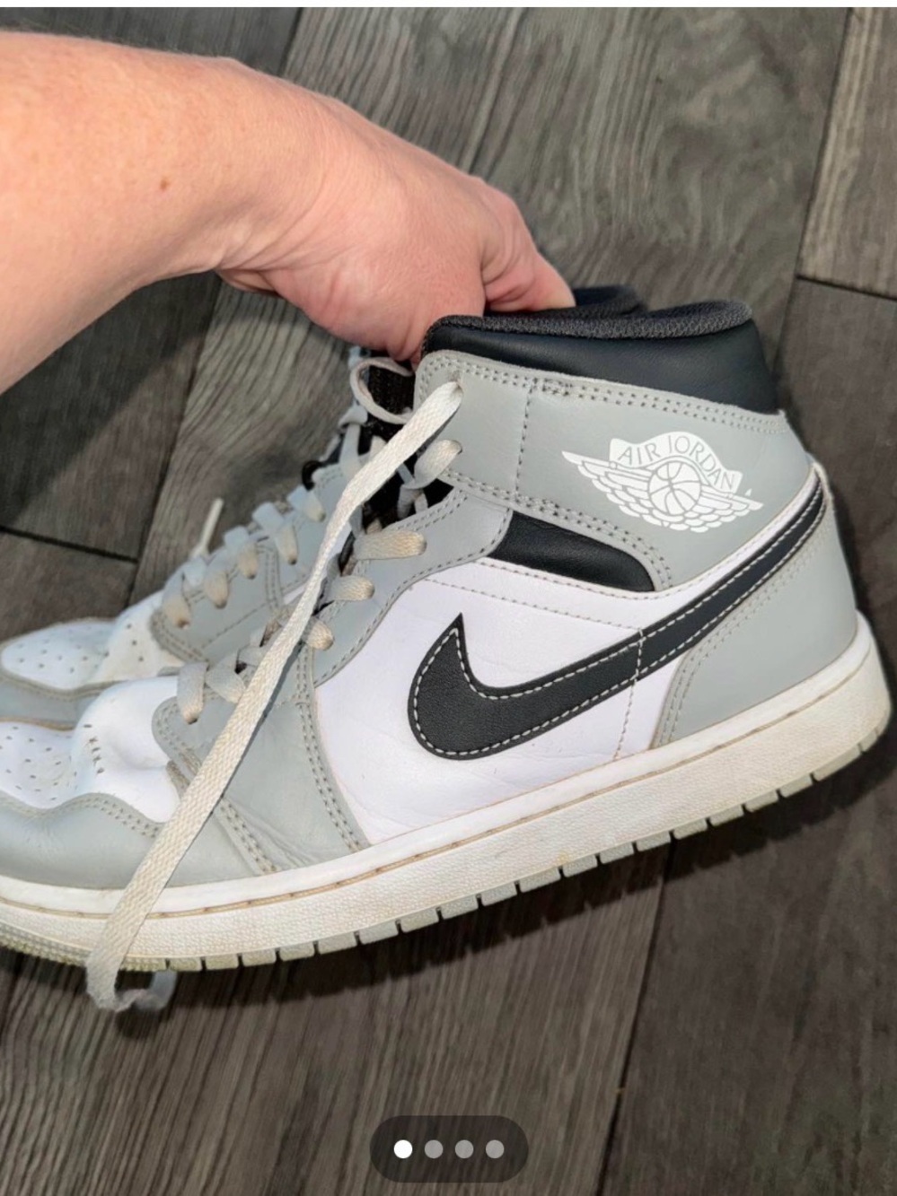 Nike Air Jordan 1 Mid White, Light Gray & Black